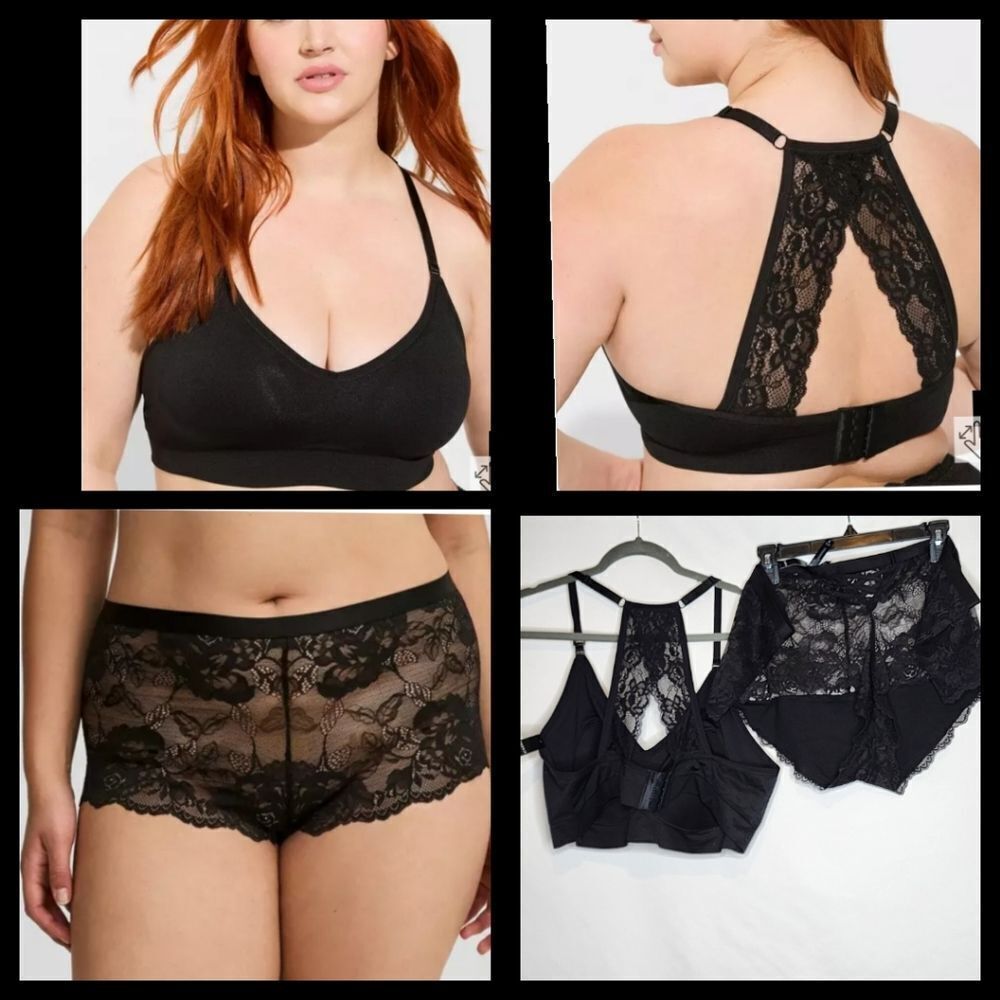6X 30W Torrid Bralette Panty Set Lace Wireless Cheeky Lingerie Racerback Seamles